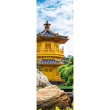 Lade das Bild in den Galerie-Viewer, Aluminiumbild gebürstet Goldener Pavillion Hongkong Panorama Hoch
