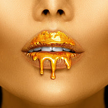 Lade das Bild in den Galerie-Viewer, Aluminiumbild Goldfarbene Lippen Quadrat
