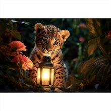 Lade das Bild in den Galerie-Viewer, Aluminiumbild Goldiges kleines Leopardenkind Querformat
