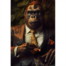 Lade das Bild in den Galerie-Viewer, Aluminiumbild Gorilla im Anzug Digital Art Hochformat
