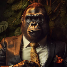 Lade das Bild in den Galerie-Viewer, Leinwandbild Gorilla im Anzug Digital Art Quadrat
