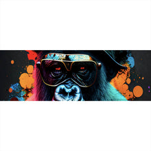 Lade das Bild in den Galerie-Viewer, Leinwandbild Gorilla mit Brille und Hut Cool Pop Art Panorama
