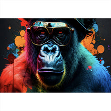 Lade das Bild in den Galerie-Viewer, Poster Gorilla mit Brille und Hut Cool Pop Art Querformat

