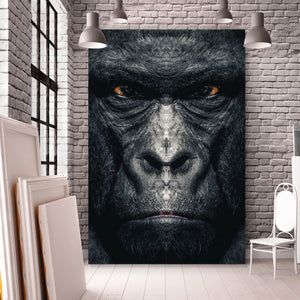 Aluminiumbild gebürstet Gorilla Portrait Hochformat