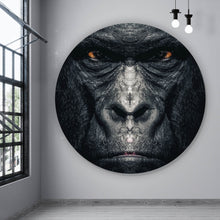 Lade das Bild in den Galerie-Viewer, Aluminiumbild gebürstet Gorilla Portrait Kreis
