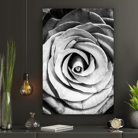 Aluminiumbild Graue Rose Hochformat