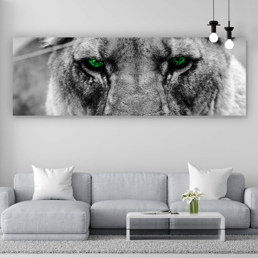 Aluminiumbild gebürstet Green Eye Lion Panorama