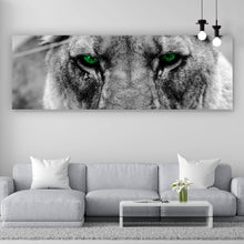 Lade das Bild in den Galerie-Viewer, Leinwandbild Green Eye Lion Panorama
