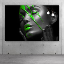 Lade das Bild in den Galerie-Viewer, Aluminiumbild gebürstet Green Lips Querformat
