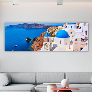 Aluminiumbild Griechische Stadt auf Santorini Panorama