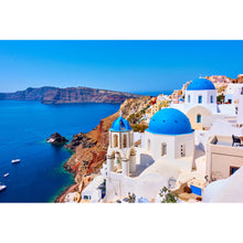 Lade das Bild in den Galerie-Viewer, Spannrahmenbild Griechische Stadt auf Santorini Querformat
