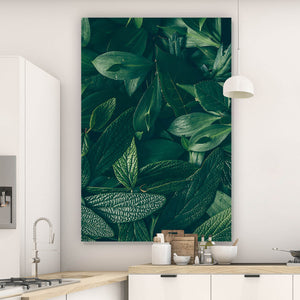 Leinwandbild Grüne Blätter im Panorama, & Aufhängefertig – Wandguru Versandkostenfrei