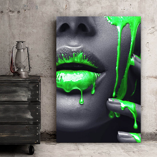 Leinwandbild Grüne Lippen Hochformat