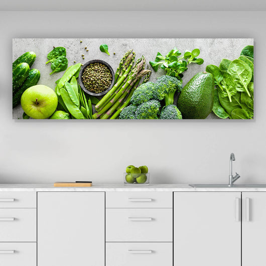 Aluminiumbild gebürstet Grünes Gemüse Panorama