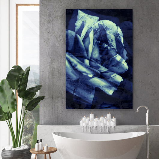 Acrylglasbild Grunge Rose Blau Hochformat