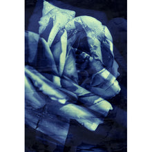 Lade das Bild in den Galerie-Viewer, Aluminiumbild gebürstet Grunge Rose Blau Hochformat
