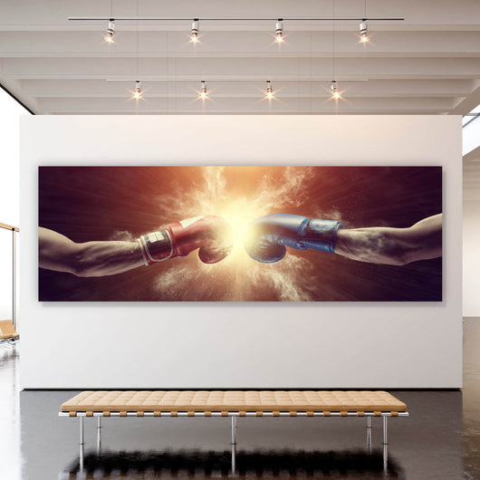 Aluminiumbild gebürstet Hände in Boxhandschuhen Panorama