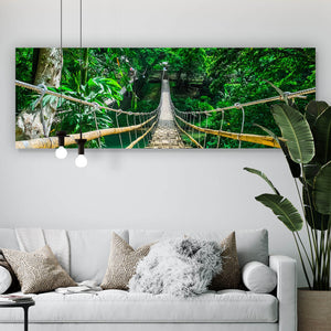 Leinwandbild Hängebrücke im Dschungel Panorama