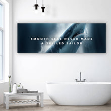 Lade das Bild in den Galerie-Viewer, Leinwandbild Haifisch mit Spruch Panorama
