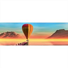 Lade das Bild in den Galerie-Viewer, Aluminiumbild gebürstet Heißluftballon am Steg Digital Art Panorama
