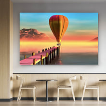 Lade das Bild in den Galerie-Viewer, Acrylglasbild Heißluftballon am Steg Digital Art Querformat
