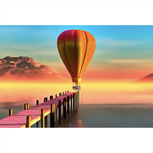 Lade das Bild in den Galerie-Viewer, Spannrahmenbild Heißluftballon am Steg Digital Art Querformat

