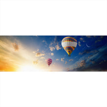 Lade das Bild in den Galerie-Viewer, Aluminiumbild gebürstet Heißluftballons bei Sonnenaufgang Panorama
