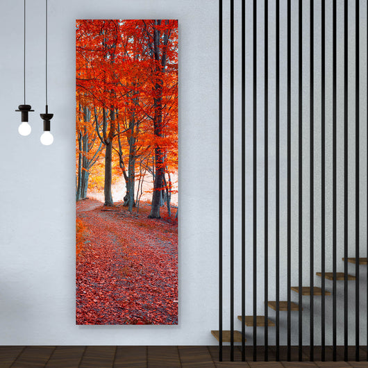 Poster Herbstmorgen im Wald Panorama Hoch