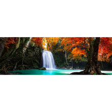 Lade das Bild in den Galerie-Viewer, Acrylglasbild Herbstwald mit Wasserfall Panorama
