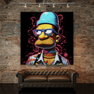 Leinwandbild Hipster Homer Pop Art Quadrat