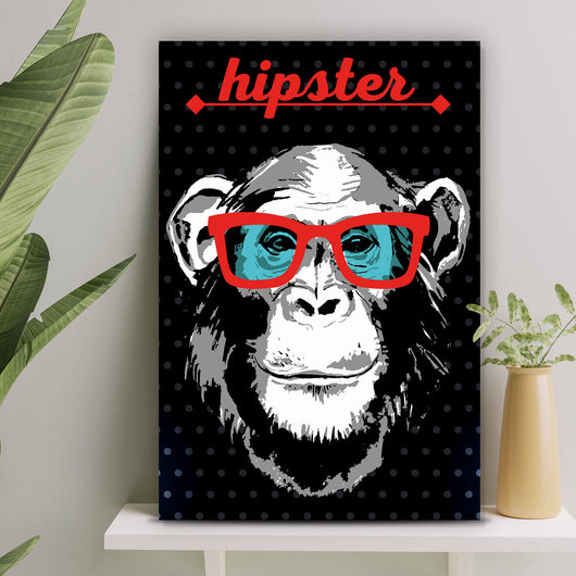 Leinwandbild Hipster Monkey Hochformat