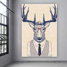 Lade das Bild in den Galerie-Viewer, Poster Hirsch mit Anzug im Zeichenstil Hochformat

