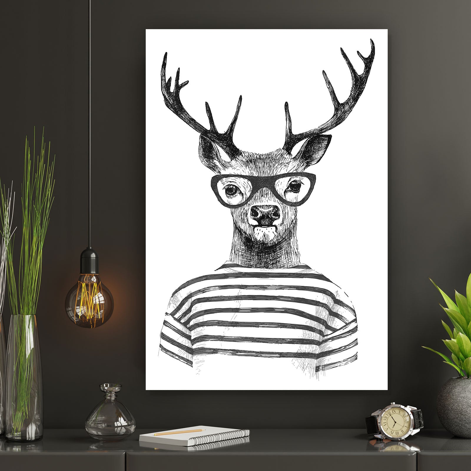 Leinwandbild 'Hirsch Rivalen Kämpfen' – 80x60 Cm, Fertig Auf Keilrahmen Gespannt