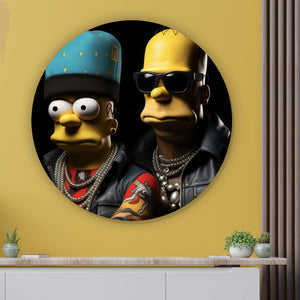 Aluminiumbild gebürstet Homer und Freund Digital Art Kreis