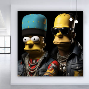 Acrylglasbild Homer und Freund Digital Art Quadrat