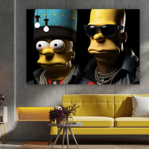 Spannrahmenbild Homer und Freund Digital Art Querformat