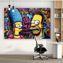 Lade das Bild in den Galerie-Viewer, Aluminiumbild gebürstet Marge und Homer Pop Art Querformat
