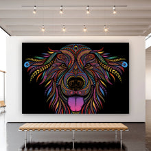 Lade das Bild in den Galerie-Viewer, Aluminiumbild Hund aus bunten Mustern Querformat
