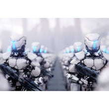 Lade das Bild in den Galerie-Viewer, Aluminiumbild gebürstet I Robot Army Querformat
