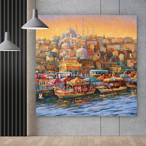 Aluminiumbild Istanbul Gemälde Quadrat