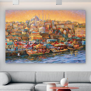 Aluminiumbild gebürstet Istanbul Gemälde Querformat