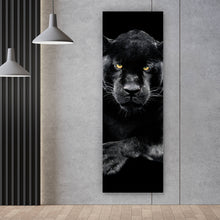 Lade das Bild in den Galerie-Viewer, Aluminiumbild Jaguar auf schwarzem Hintergrund Panorama Hoch
