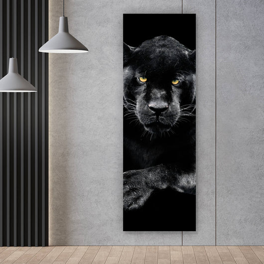 Poster Jaguar auf schwarzem Hintergrund Panorama Hoch