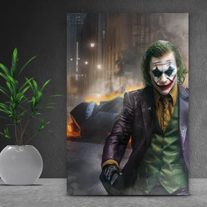 Poster Joker mit Sportwagen Hochformat