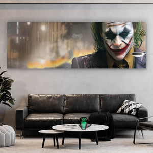 Leinwandbild Joker mit Sportwagen Panorama