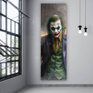 Aluminiumbild Joker mit Sportwagen Panorama Hoch