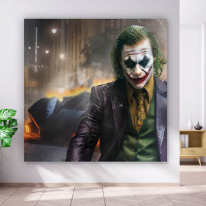Spannrahmenbild Joker mit Sportwagen Quadrat