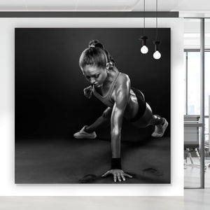 Aluminiumbild Junge Frau beim Training Quadrat