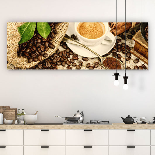Leinwandbild Kaffee Zeit Panorama