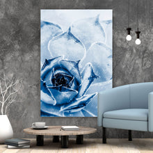 Lade das Bild in den Galerie-Viewer, Aluminiumbild gebürstet Kaktus Sukkulente Blau Hochformat

